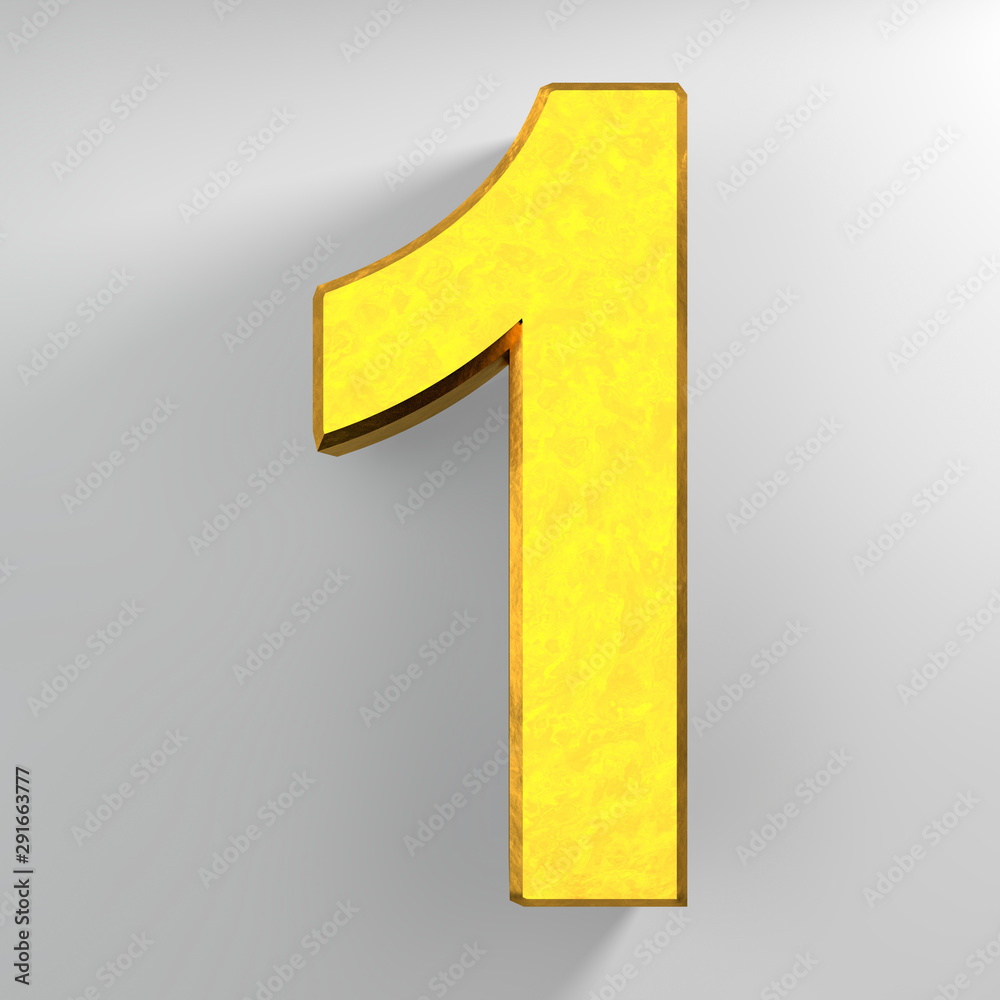 Number 1 gold color collection on white background illustration 3D rendering Number 1 gold color collection on white background illustration 3D rendering