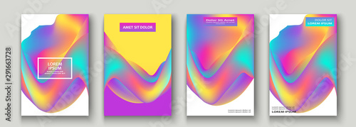 Fluid shapes. Wavy liquid background. Bright neon abstract backdrop concept. Trendy gradient waves design set template vector Poster Layout Magazine Flyer Banner Brochure Cover