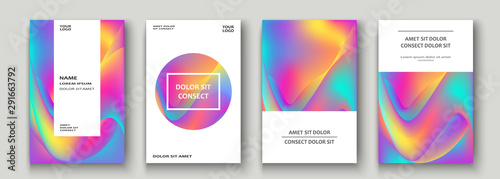 Fluid shapes. Wavy liquid background. Bright neon abstract backdrop concept. Trendy gradient waves design set template vector Poster Layout Magazine Flyer Banner Brochure Cover