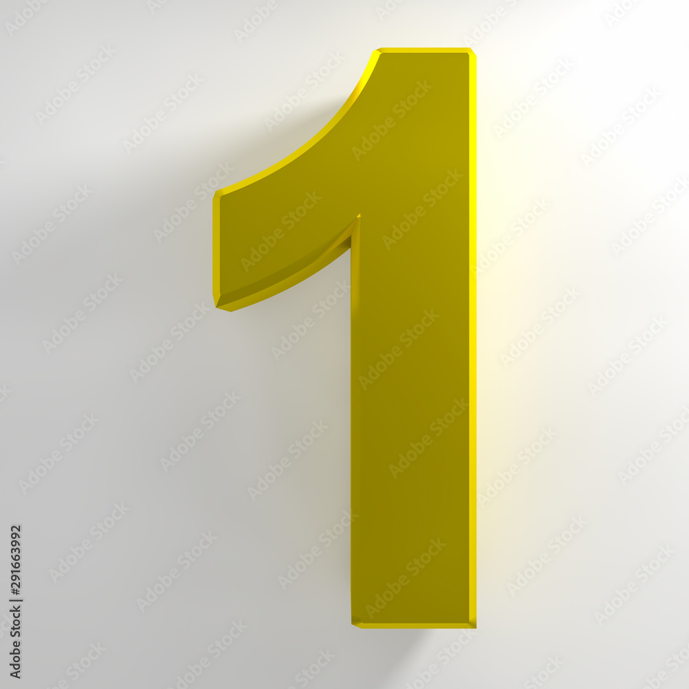 Number 1 yellow color collection on white background illustration 3D rendering Number 1 yellow color collection on white background illustration 3D rendering