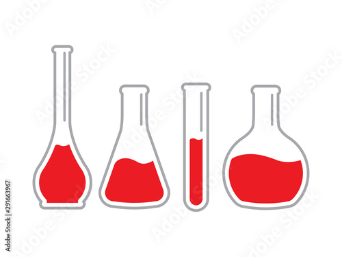  Test tubes flat icon vector