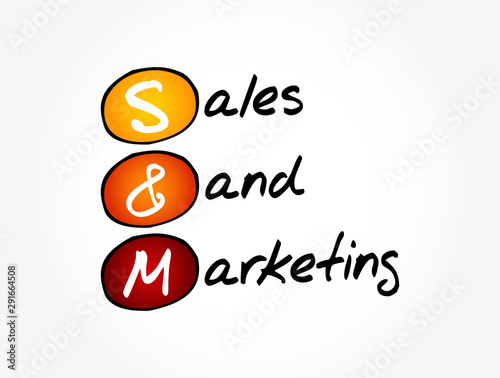 S&M - Sales and Marketing acronym, business concept background
