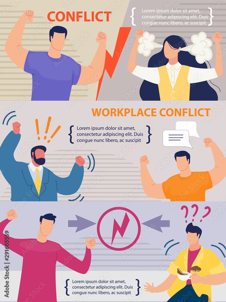 Workplace Conflict between Coworkers Banner Set