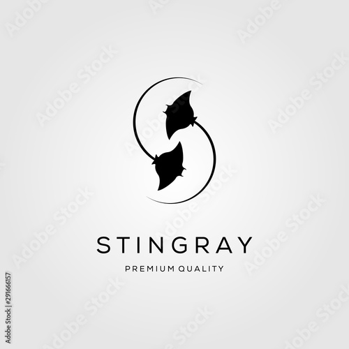 Fotografia stingray letter s initial logo design silhouette vector illustration