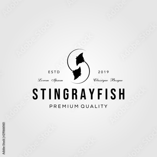 stingray letter s vintage initial logo design illustration
