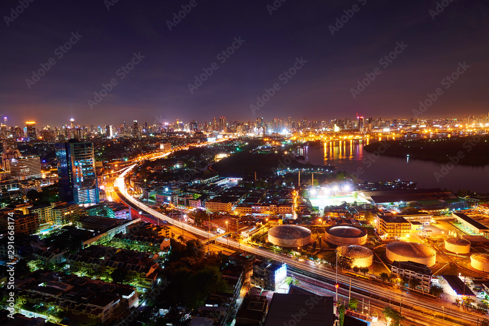 Bangkok night light panorama