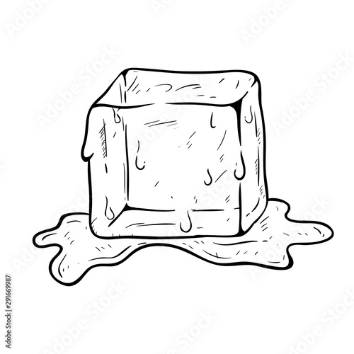 Doodle art ice cube on the water