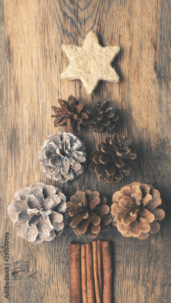 Christmas tree shape of pine cones