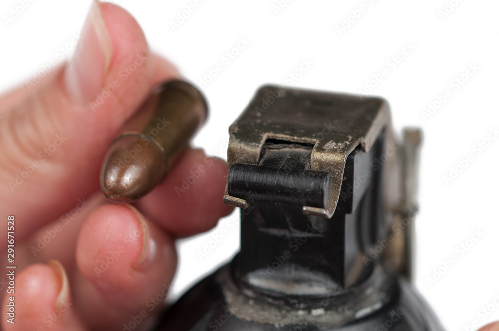 Bomb and bullet isolated on white background.Copy space Bomb and bullet isolated on white background.Copy space