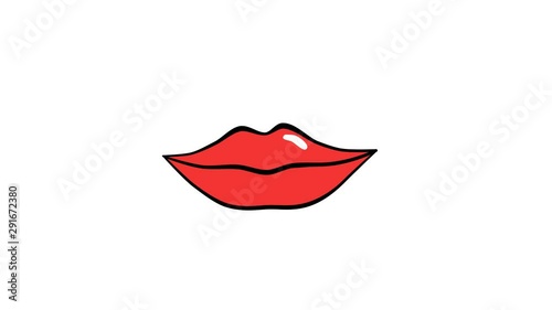animated lips kiss. Kiss. Hand drawn looping animation. Alpha channel.