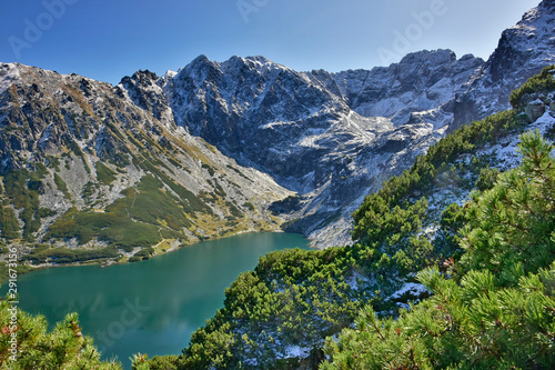 Fototapeta Naklejka Na Ścianę i Meble -  Czarny Staw Gąsienicowy, Granaty i Kozi Wierch - widok ze stoków Kościelca - Tatry Wysokie