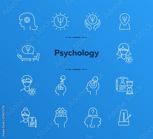 Psychology line icon set
