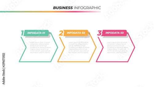 Business process. Timeline design label with arrow thin line concept and 3 options, steps. Vector template. 