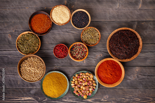 Variety of spices and herbs
