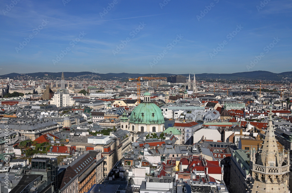 Vienna cityscape old and modern buildings Austria