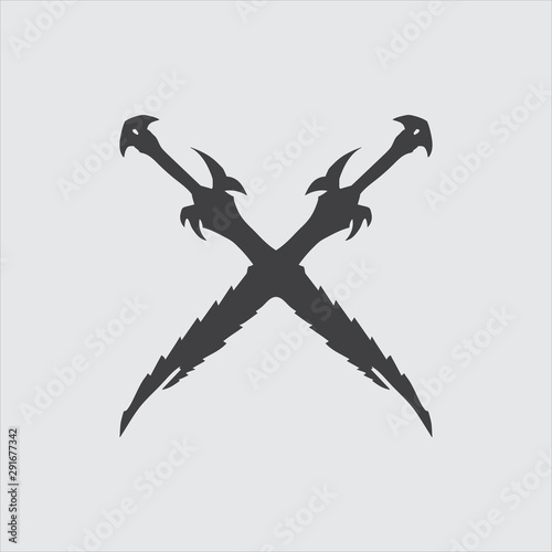 vector, isolated, weapon symbol icon, saber swords