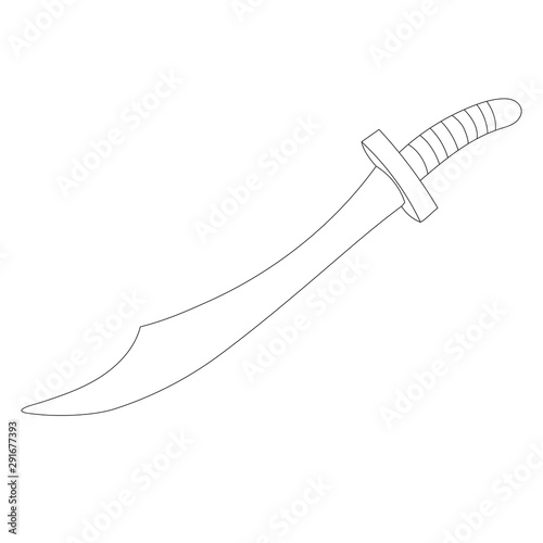 vector, isolated, contour, sketch of weapons, sword, saber