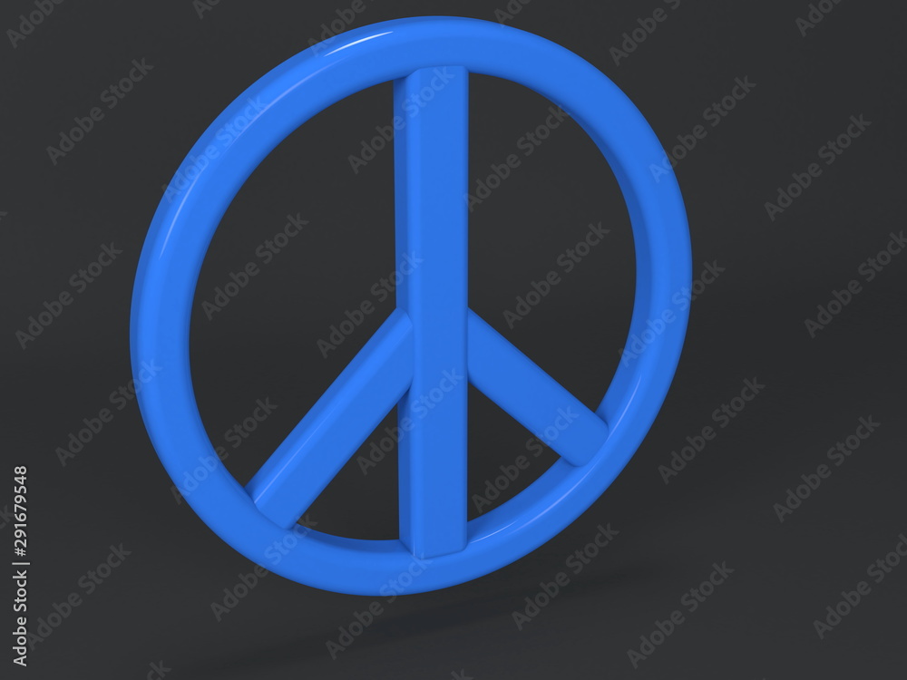 Fototapeta Blue peace sign on black background