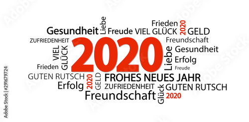 word cloud with new year 2020 greetings