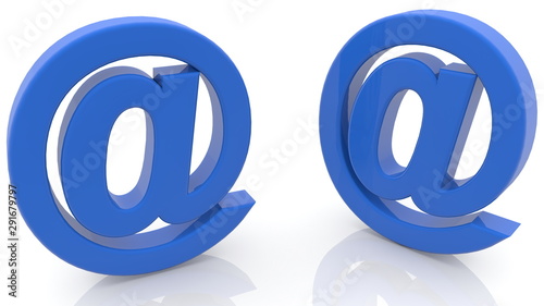Two At signs in blue on white background
