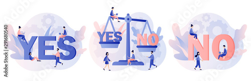 Yes or no consept. Decision making. Modern flat cartoon style. Vector illustration