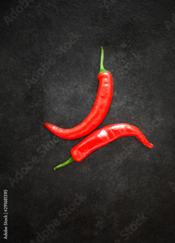 Chili peppers on a black background