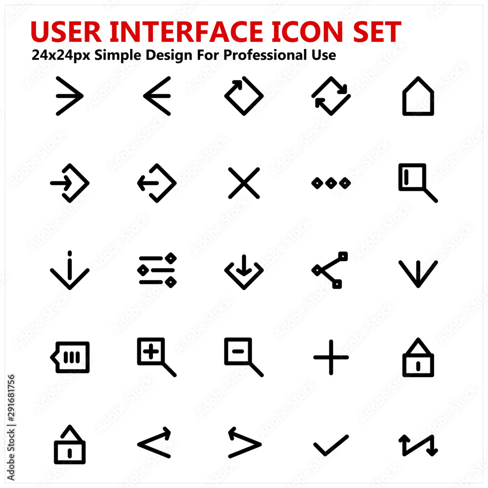 User Interface Icon Set Simple Design for Professional Use. Contains such Icons as back, share, setting, home, reload and more. Vector base. User Interface Icon Set Simple Design for Professional Use. Contains such Icons as back, share, setting, home, reload and more. Vector base.