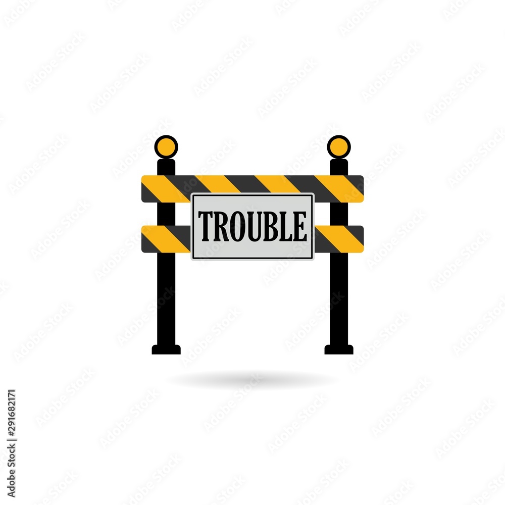 Trouble word on road sign isolated on white background Trouble word on road sign isolated on white background