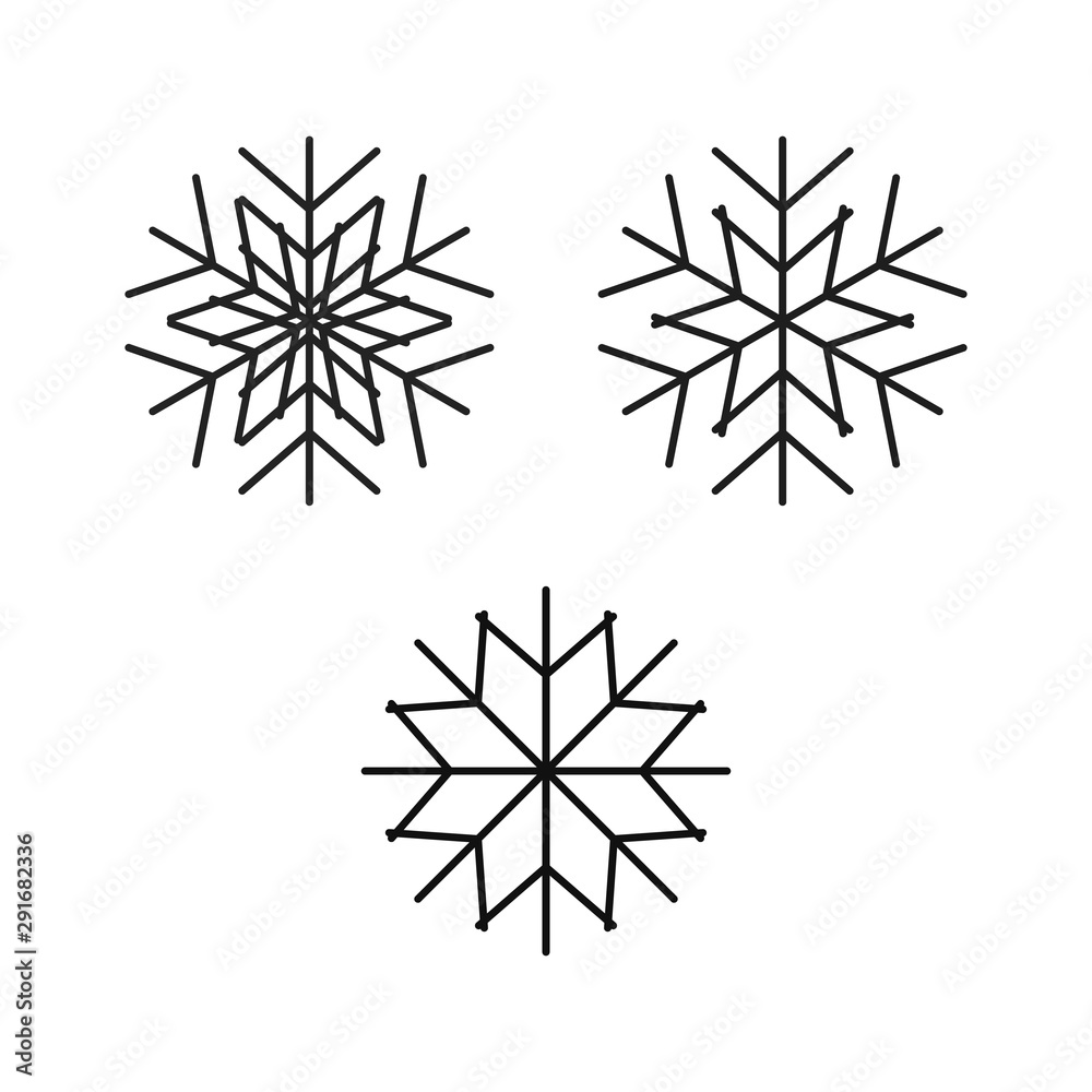 Snowflake icon set. Flat style vector EPS.