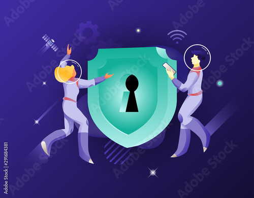 Shield with Keyhole and Astronauts