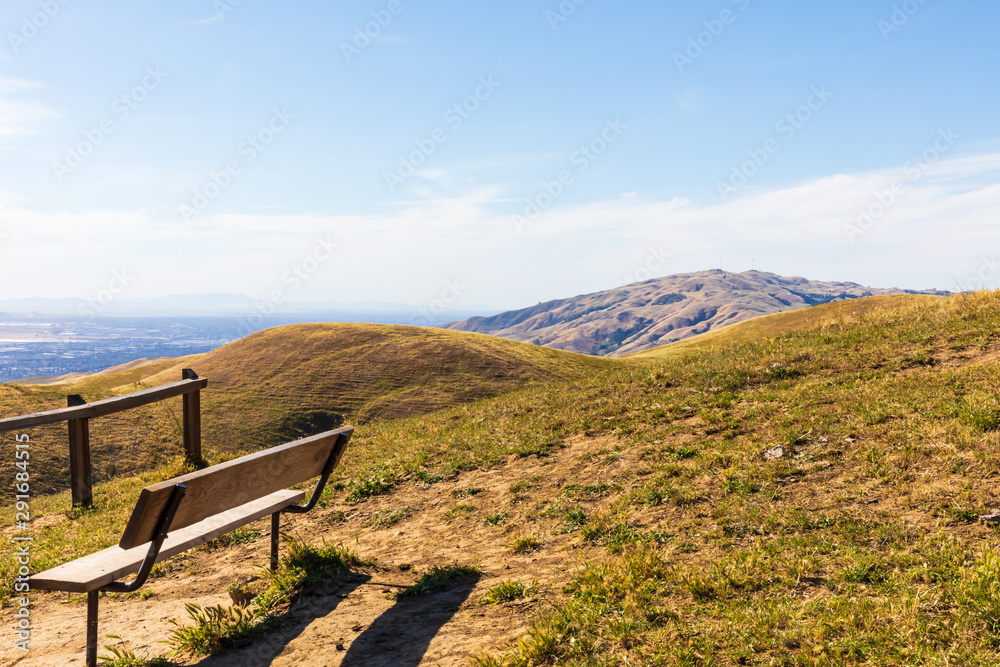 Bench with amazing view of Silicon Valley in California