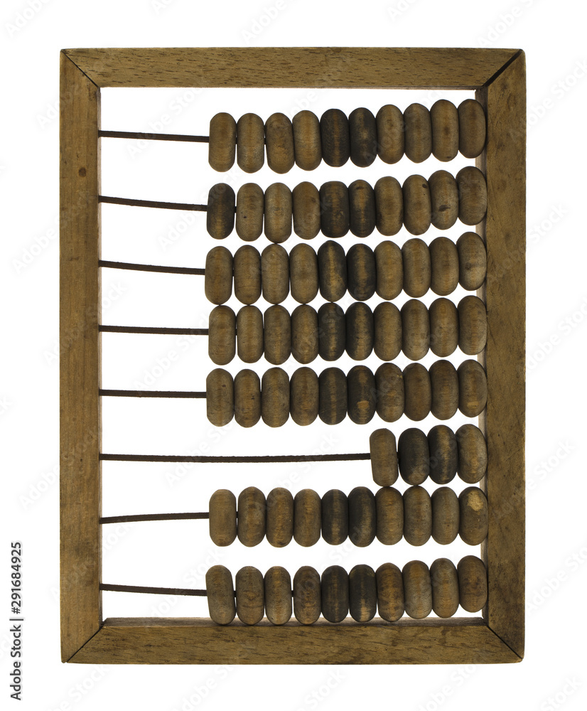 Old wooden abacus isolated on white background