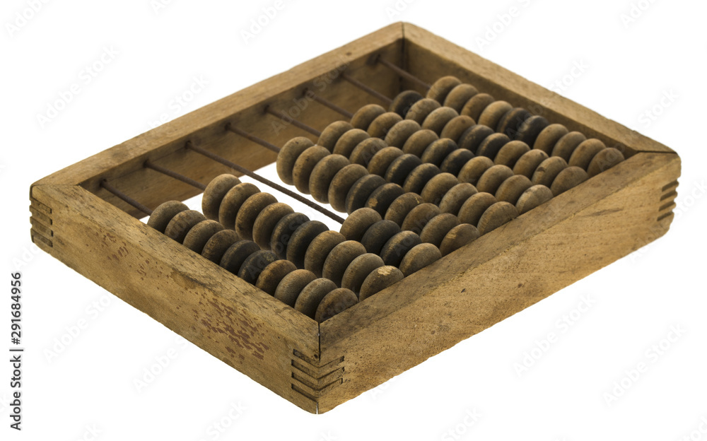 Old wooden abacus isolated on white background