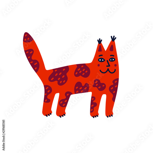 Pet grooming concept. Standing Maine coon breed cat. Cat care, grooming, hygi...