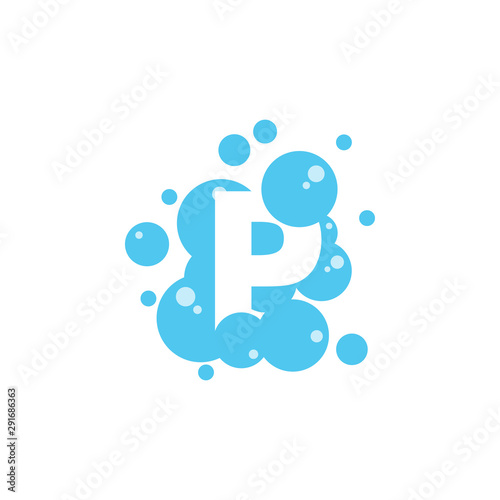 Bubble with initial letter p graphic design template