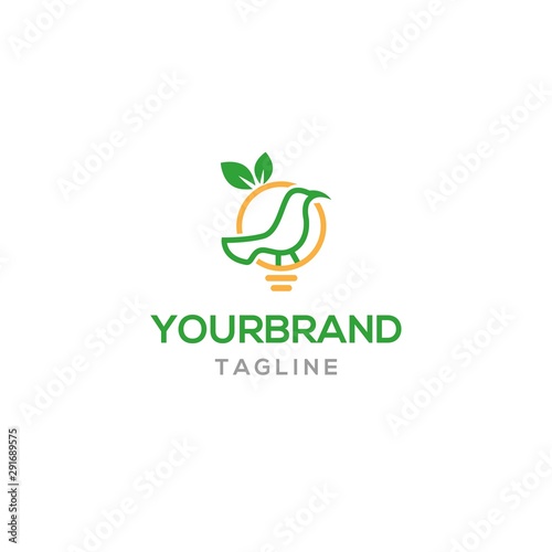 Bird with light bulb logo template