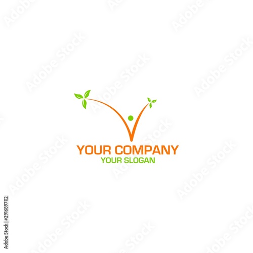 V People Leaf Logo Design Vector