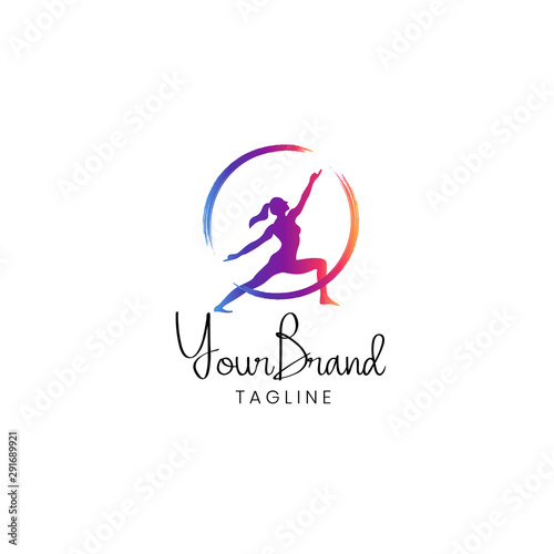 Fitness women logo template