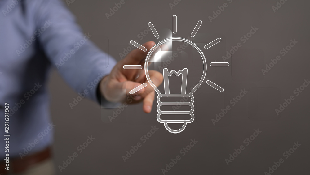  touching light bulbs, new ideas with innovative technology and creativity.