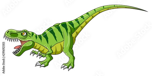 Cartoon green dinosaur on white background