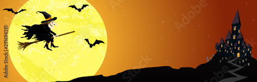 Halloween scary moon banner background