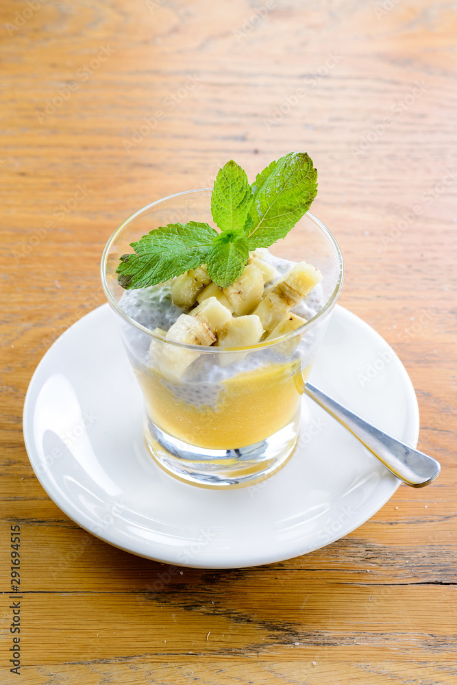 sweet dessert with banana in a glass sweet dessert with banana in a glass