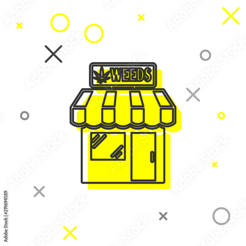 Grey line Marijuana and cannabis store icon isolated on white background. Equipment and accessories for smoking, storing medical cannabis. Vector Illustration