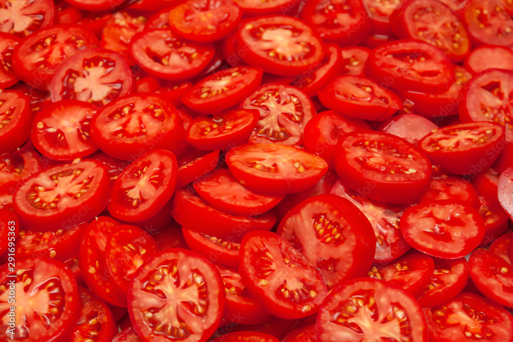 a lot of sliced sliced tomatoes