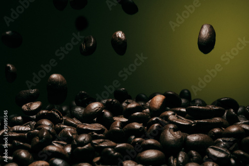 Coffee and bean beans Arabica 100% coffee roasted background 