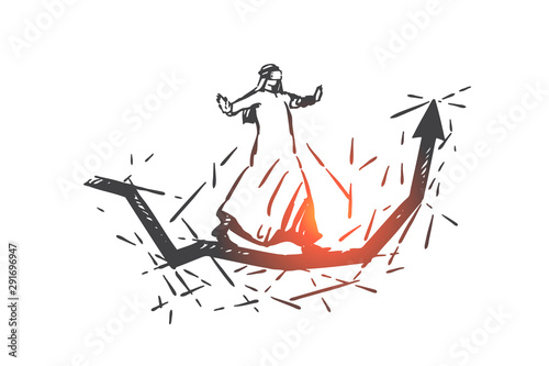 VR analytics and statistics concept sketch. Hand drawn isolated vector