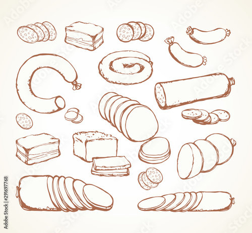 Meat production. Vector drawing objects