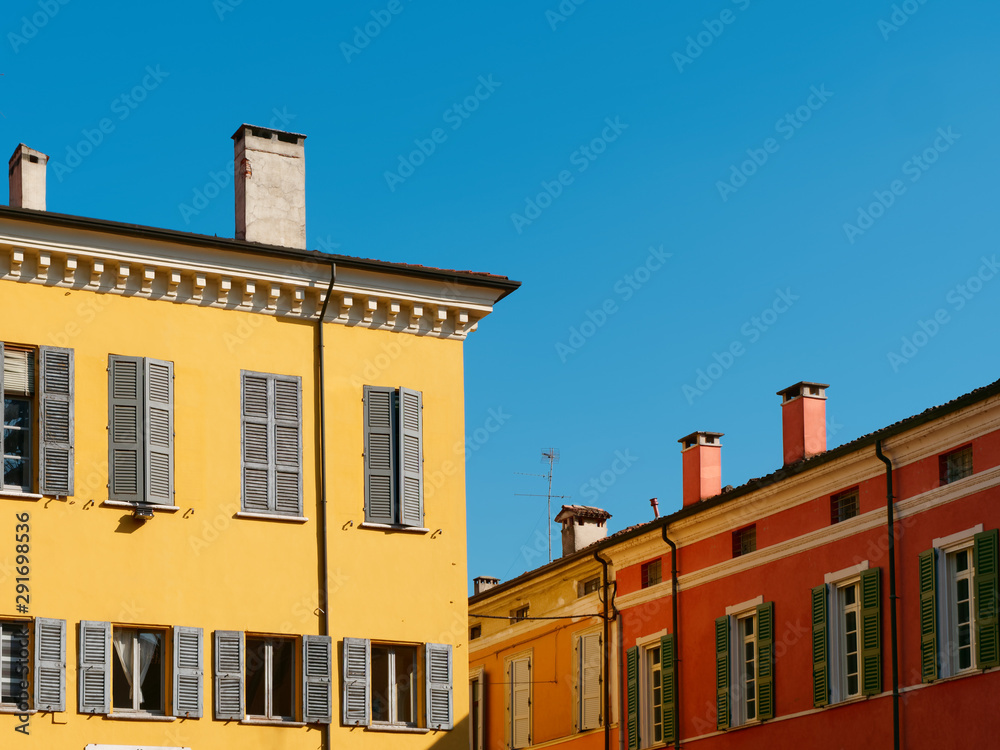 yellow and red house in the city of Mantova, Italy