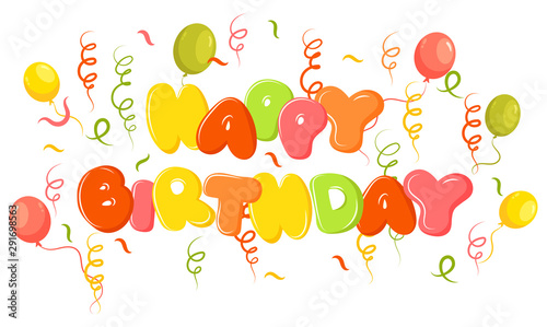 Happy Birthday Banner. Vector Illustration of a Happy Birthday Greeting Card with balloons for children.
