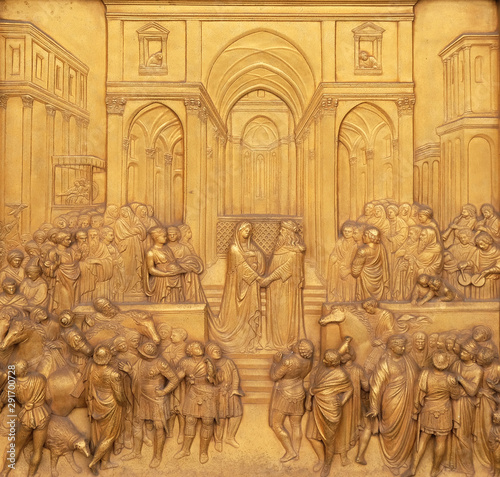 Canvas Print Baptistry of Saint John, Gates of Paradise, Queen of Sheba and King Solomon, Flo